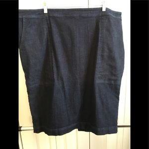 Flat front denim skirt